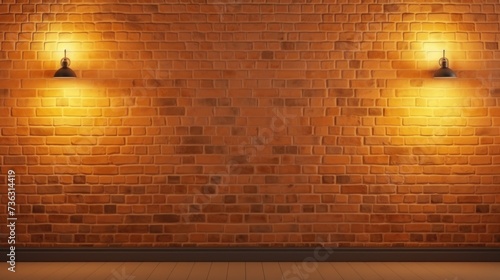 The background of the brick wall is in Amber color