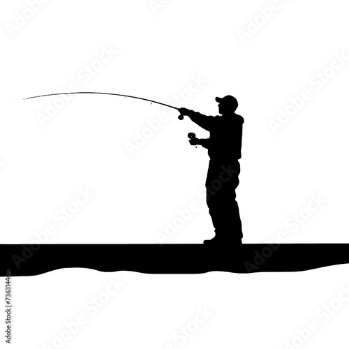 silhouette of fisherman with rod