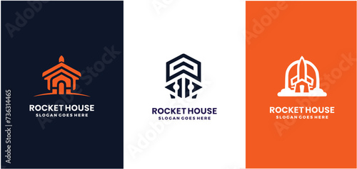 Illustration Vector Graphic of Rocket House Logo set concept.