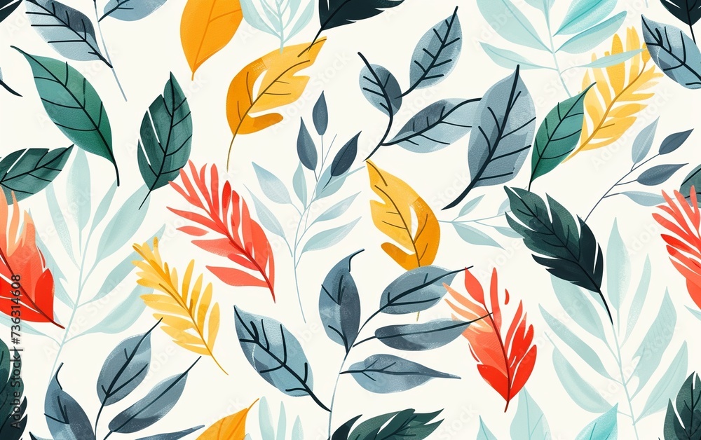 seamless pattern with feathers and leaves seamless pattern with feathers and leaves