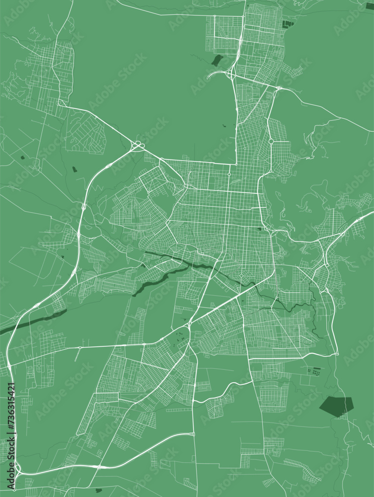Green Salta map, Argentina, detailed municipality map, skyline panorama. Decorative graphic tourist map of Salta territory. Vector illustration.