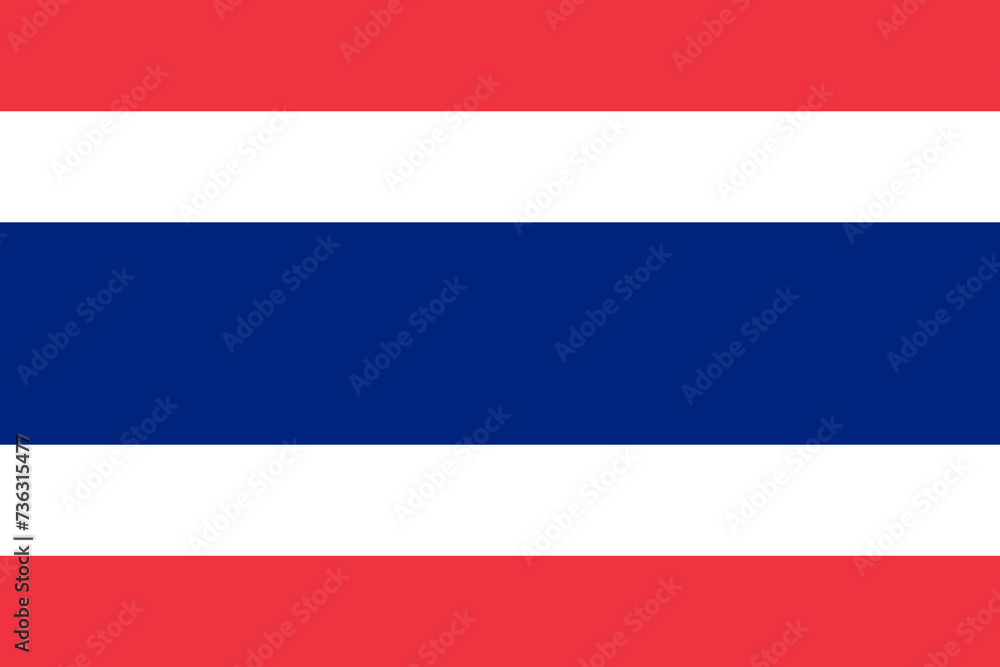 Close-up of red white and blue national flag of Asian country of Kingdom of Thailand. Illustration made February 14th, 2024, Zurich, Switzerland. Close-up of red white and blue national flag of Asian country of Kingdom of Thailand. Illustration made February 14th, 2024, Zurich, Switzerland.