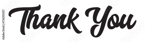 Thank you vector lettering. Thank you modern phrase handwritten vector calligraphy with swooshes. Black paint lettering isolated on white background. Postcard, greeting card, t shirt print. in eps 10.