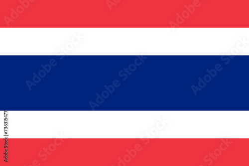 Close-up of red white and blue national flag of Asian country of Kingdom of Thailand. Illustration made February 14th, 2024, Zurich, Switzerland.