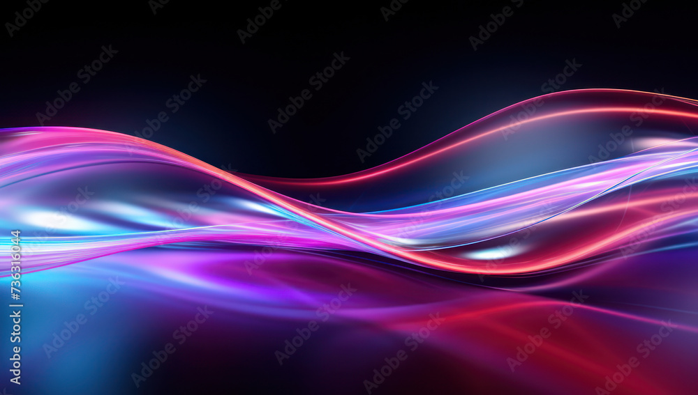 Fototapeta premium Abstract Neon Light Show: A Futuristic Glowing Wave of Bright and Dynamic Blue Lights on a Dark Background