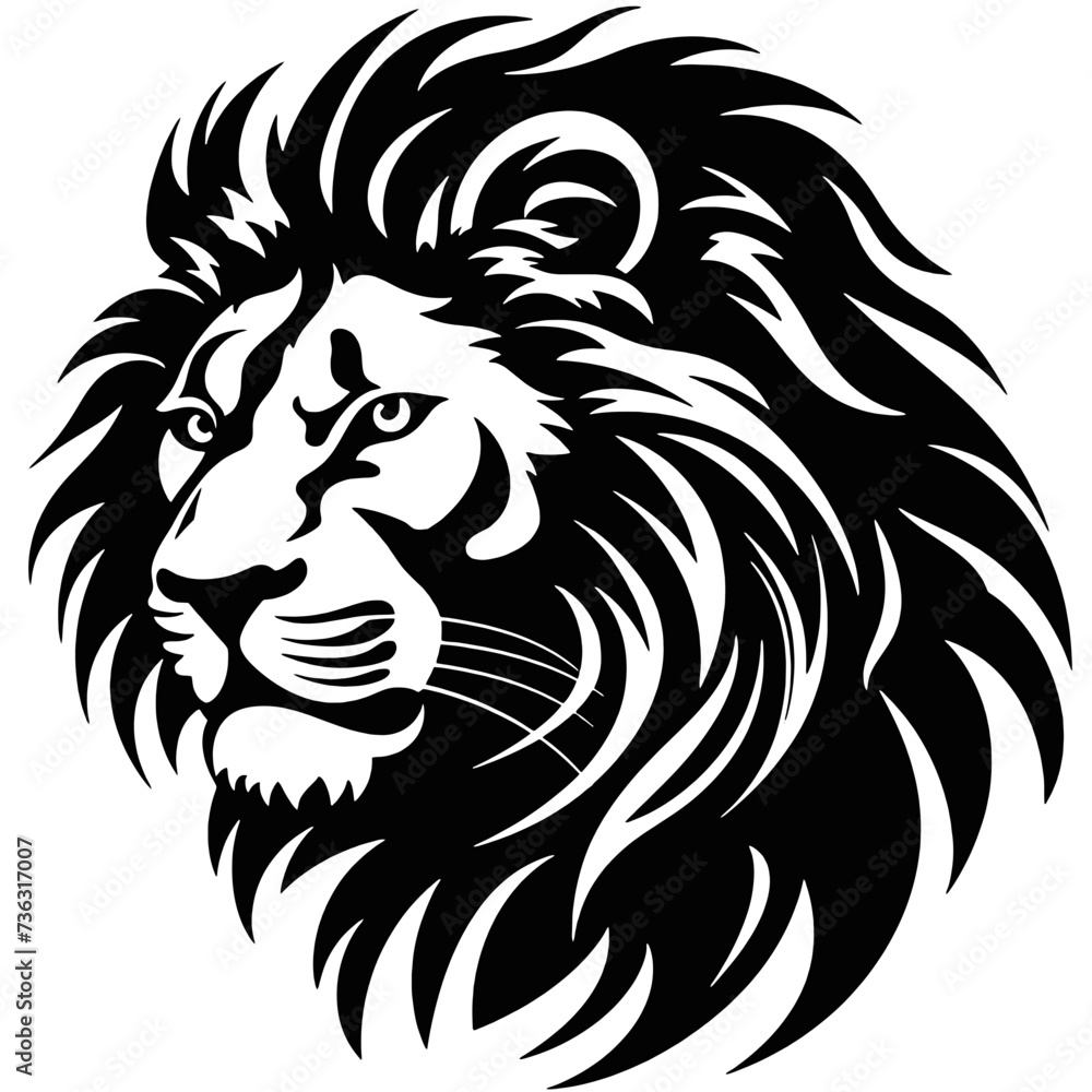 Lion head, lion face vector Illustration, on a isolated background
