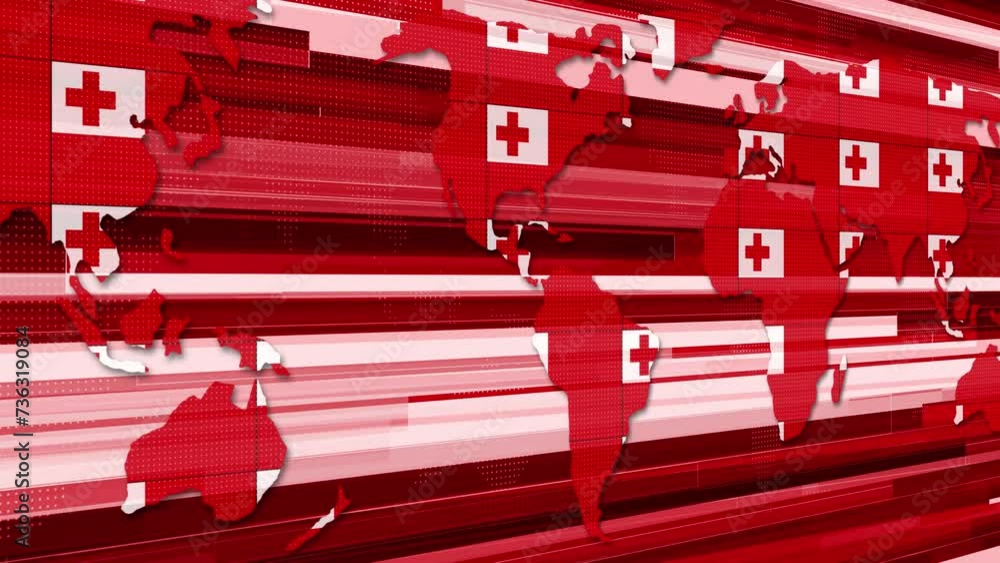 Tonga Flag Breaking News Earth Map Technology Background Animation