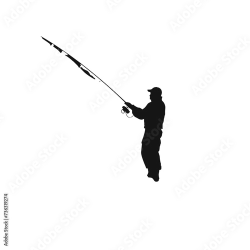 

silhouette of fisherman with rod