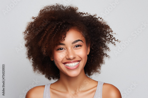 Studio portrait  21-year-old black girl smiling  ai generated