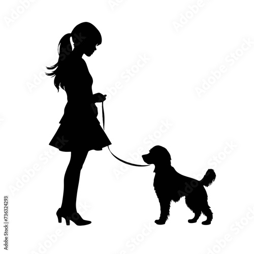 silhouette of a person with a dog
