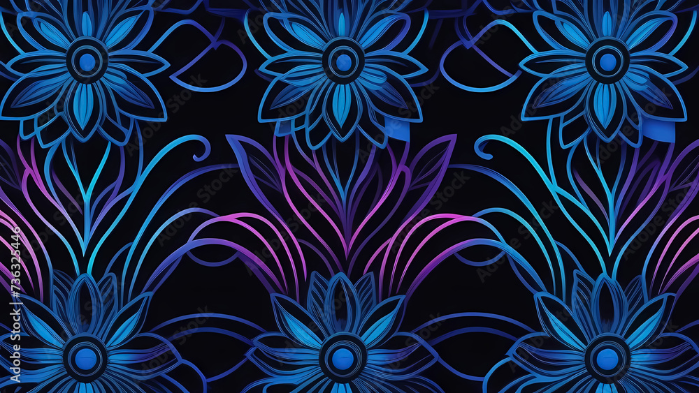 Beautiful neon flower on a black background. Computer generated Beautiful neon flower on a black background. Computer generated