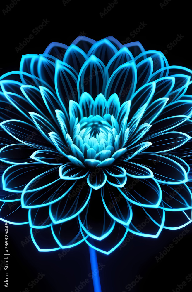 Beautiful neon flower on a black background. Computer generated Beautiful neon flower on a black background. Computer generated
