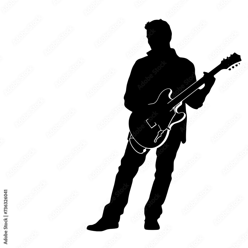 silhouette of a person with a guitar silhouette of a person with a guitar