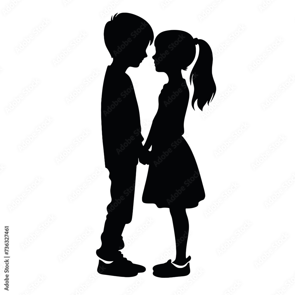 boy and girl in love silhouette  