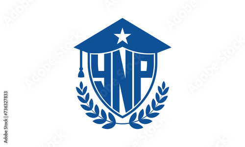 YNP three letter iconic academic logo design vector template. monogram, abstract, school, college, university, graduation cap symbol logo, shield, model, institute, educational, coaching canter, tech photo