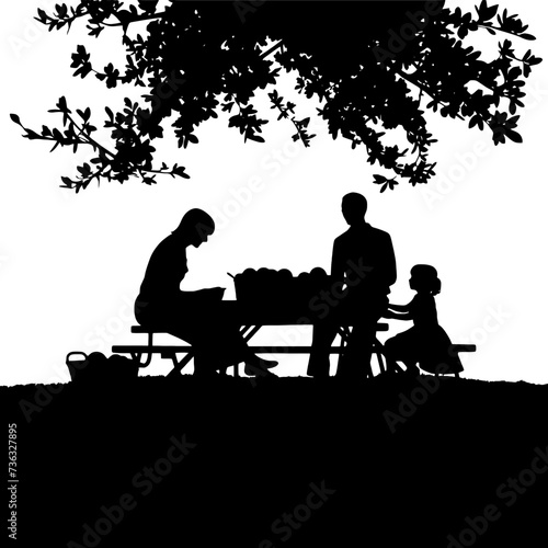 family sitting on bench