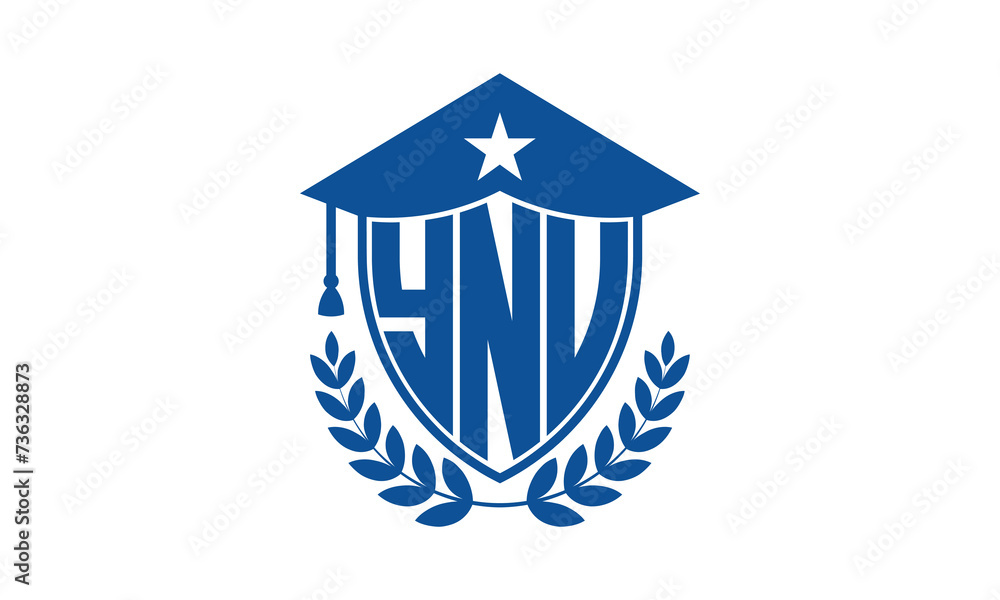 YNU three letter iconic academic logo design vector template. monogram, abstract, school, college, university, graduation cap symbol logo, shield, model, institute, educational, coaching canter, tech YNU three letter iconic academic logo design vector template. monogram, abstract, school, college, university, graduation cap symbol logo, shield, model, institute, educational, coaching canter, tech