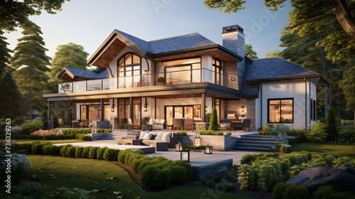  3d illustration of a newly built luxury home © Waji