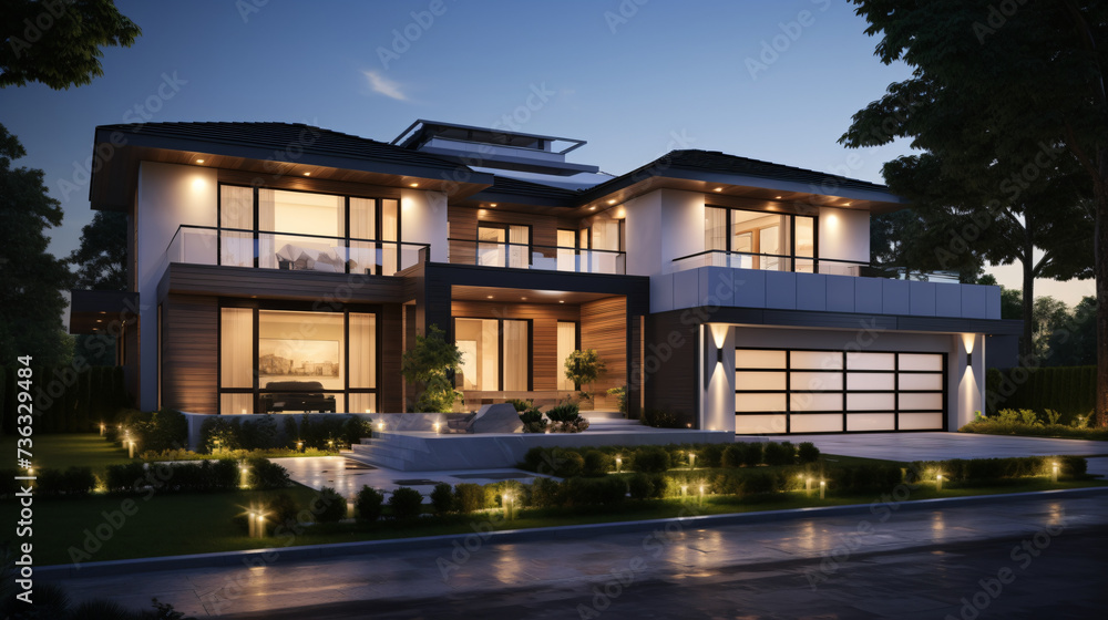  3d illustration of a newly built luxury home