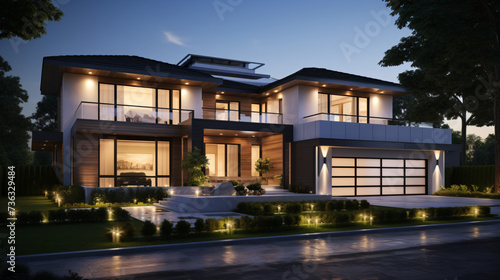 3d illustration of a newly built luxury home © Waji
