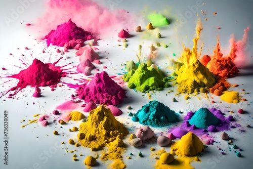Holi powder Color splash paints isolated on white background colorful explosion