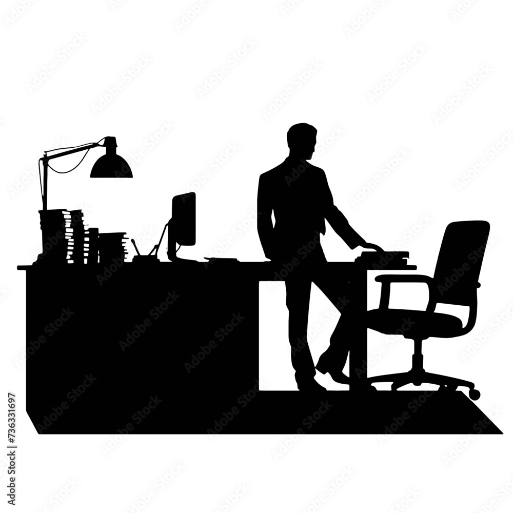 silhouette of a person in the office silhouette of a person in the office