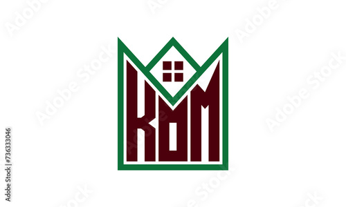 KOM initial letter real estate builders logo design vector. construction ,housing, home marker, property, building, apartment, flat, compartment, business, corporate, house rent, rental, commercial