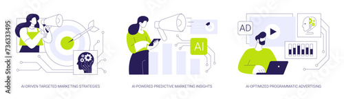 AI in Marketing abstract concept vector illustrations.