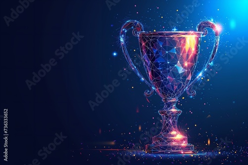 A champion trophy cup in digital backdrop with space a concept of digital success, Generative AI.