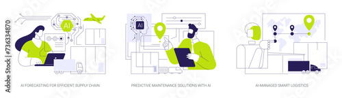 AI in Supply Chain Management abstract concept vector illustrations.