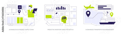 AI logistics abstract concept vector illustrations.