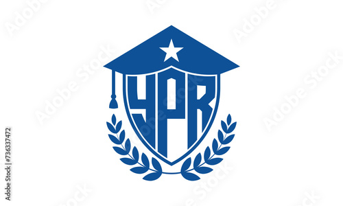 YPR three letter iconic academic logo design vector template. monogram, abstract, school, college, university, graduation cap symbol logo, shield, model, institute, educational, coaching canter, tech