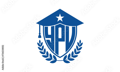 YPU three letter iconic academic logo design vector template. monogram, abstract, school, college, university, graduation cap symbol logo, shield, model, institute, educational, coaching canter, tech photo