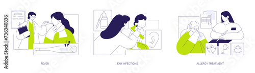 Family doctor patients complaints abstract concept vector illustrations.