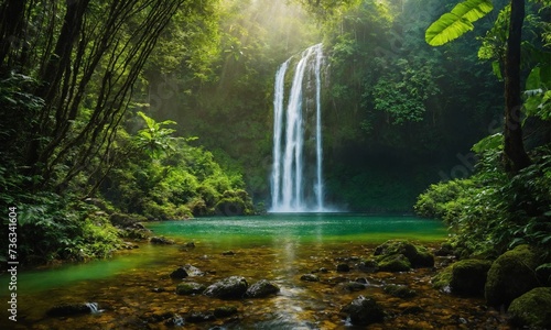 River deep in mountain forest  amazing nature