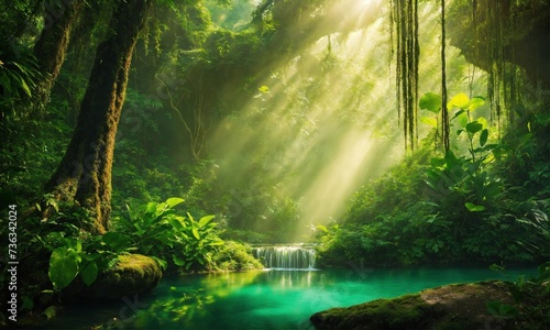 River deep in mountain forest, amazing nature © Dompet Masa Depan