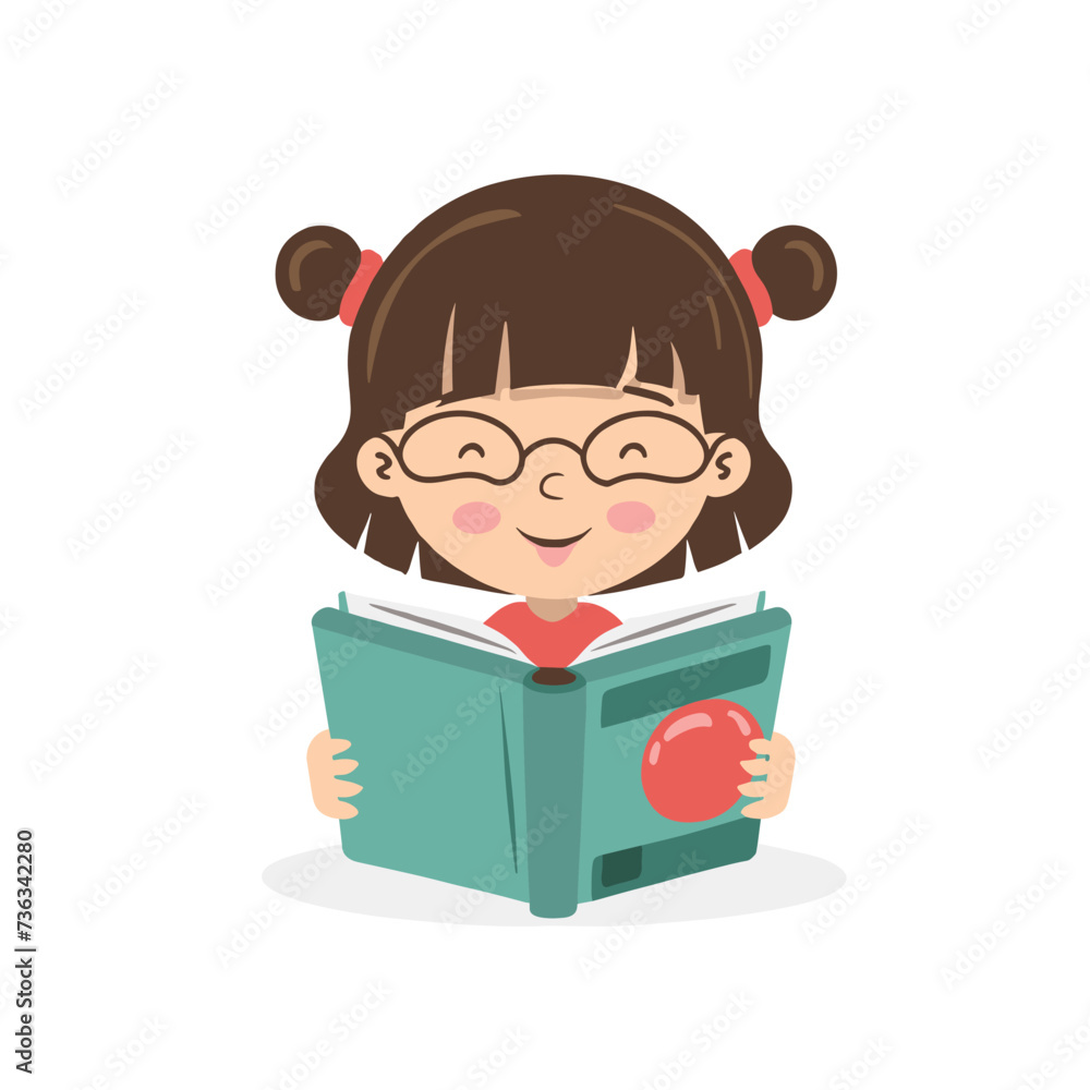 Children reading book concept illustration
