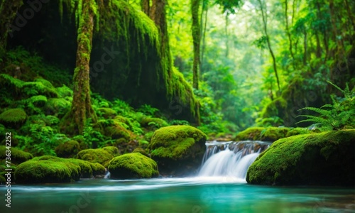 River deep in mountain forest, amazing nature