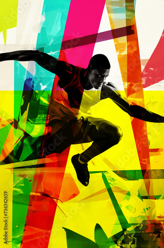 AI Generated Image. Pop art Illustration of International sport competition. Field-and-track athletics