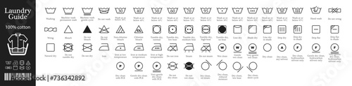 Washing symbols set. Laundry icons. Hand and machine wash symbols photo