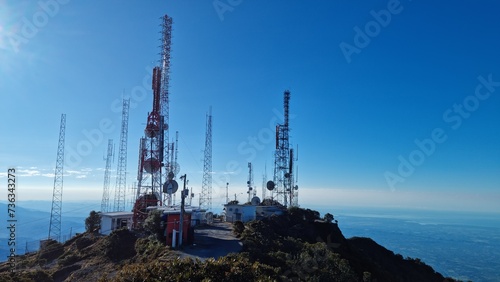 Torres repetidora de señal de radio y TV en el Volcán Barú en boquete panama. photo