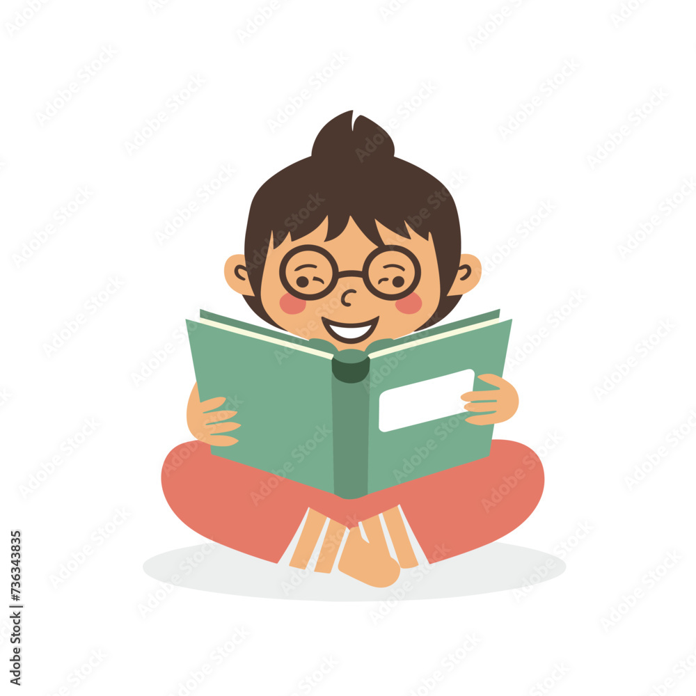 Children reading book concept illustration