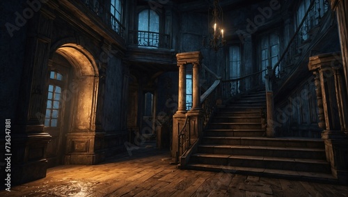 Step cautiously into the shadows of the forsaken mansion  where secrets lie in wait Generative AI