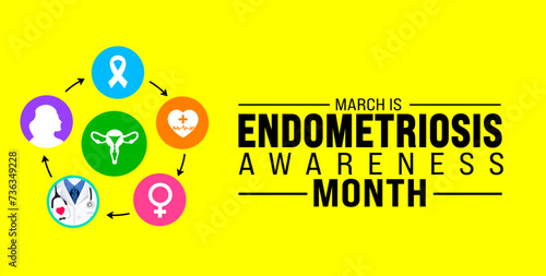 March is Endometriosis Awareness Month background template. Holiday concept. use to background, banner, placard, card, and poster design template with text inscription and standard color. vector