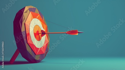 Low poly 3D image of target at an angle without an arrow 