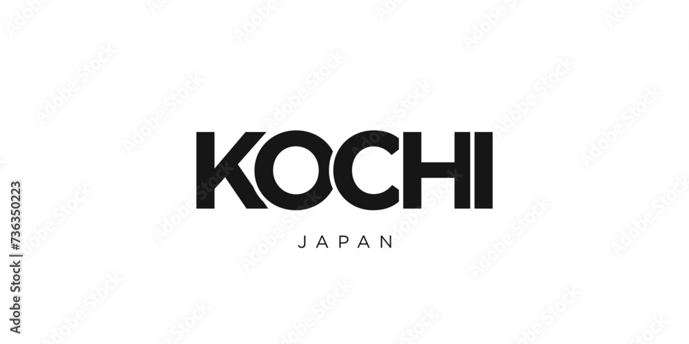Kochi in the Japan emblem. The design features a geometric style, vector illustration with bold typography in a modern font. The graphic slogan lettering. Kochi in the Japan emblem. The design features a geometric style, vector illustration with bold typography in a modern font. The graphic slogan lettering.