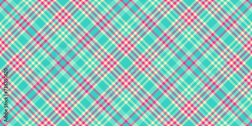 Trendy texture tartan textile, clothes fabric check seamless. Slim background plaid pattern vector in teal and light colors.