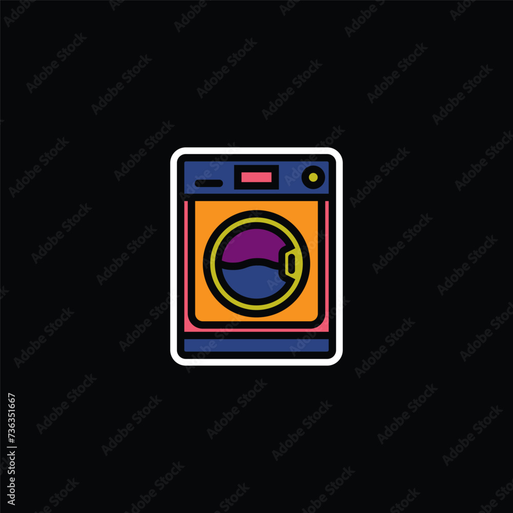 Original vector illustration. A contour icon. Electrical appliance, washing machine. Washer. A design element. Original vector illustration. A contour icon. Electrical appliance, washing machine. Washer. A design element.
