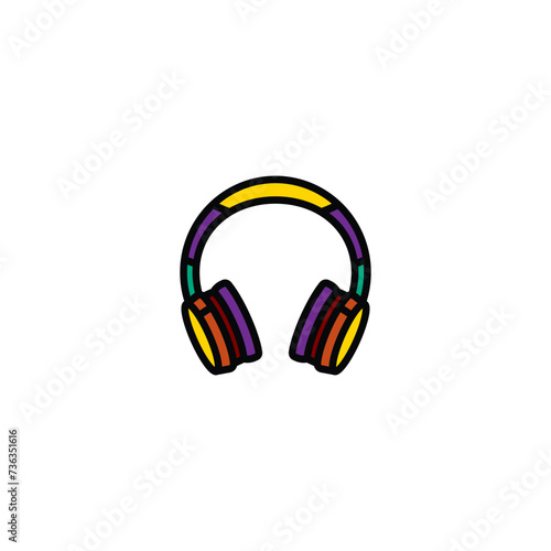 Original vector illustration. The outline icon of large wireless headphones. A design element.