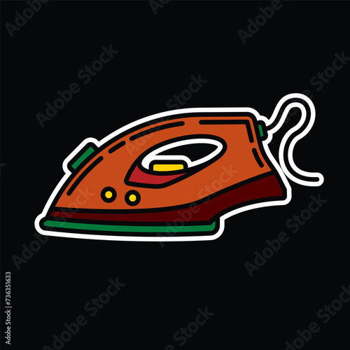 Original vector illustration. A contour icon. An element of household appliances for smoothing wrinkles and wrinkles on clothes. The iron is electric. A design element.